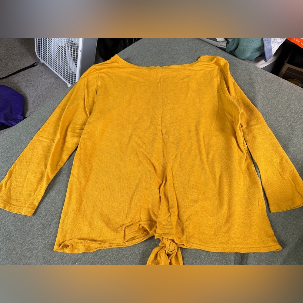 Women's Mustard Yellow Tie-Front Top